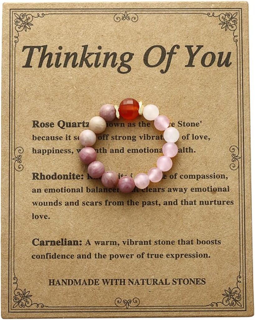 yfstyle Healing Crystal Ring Spiritual Stretch Crystal Rings for Women Men Natural Stone Anxiety Rings Empath Protection Ring Natural Gemstones Rings Jewelry Gifts