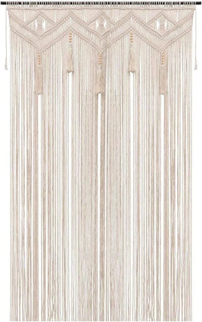 Boho Curtains for Bedroom Macrame for Windows Living Room Boho Decor Large Macrame Wall Hanging Beaded Curtain for Doorway Closet Curtains Wedding Backdrop, 1 Panel 52”W x 72”L