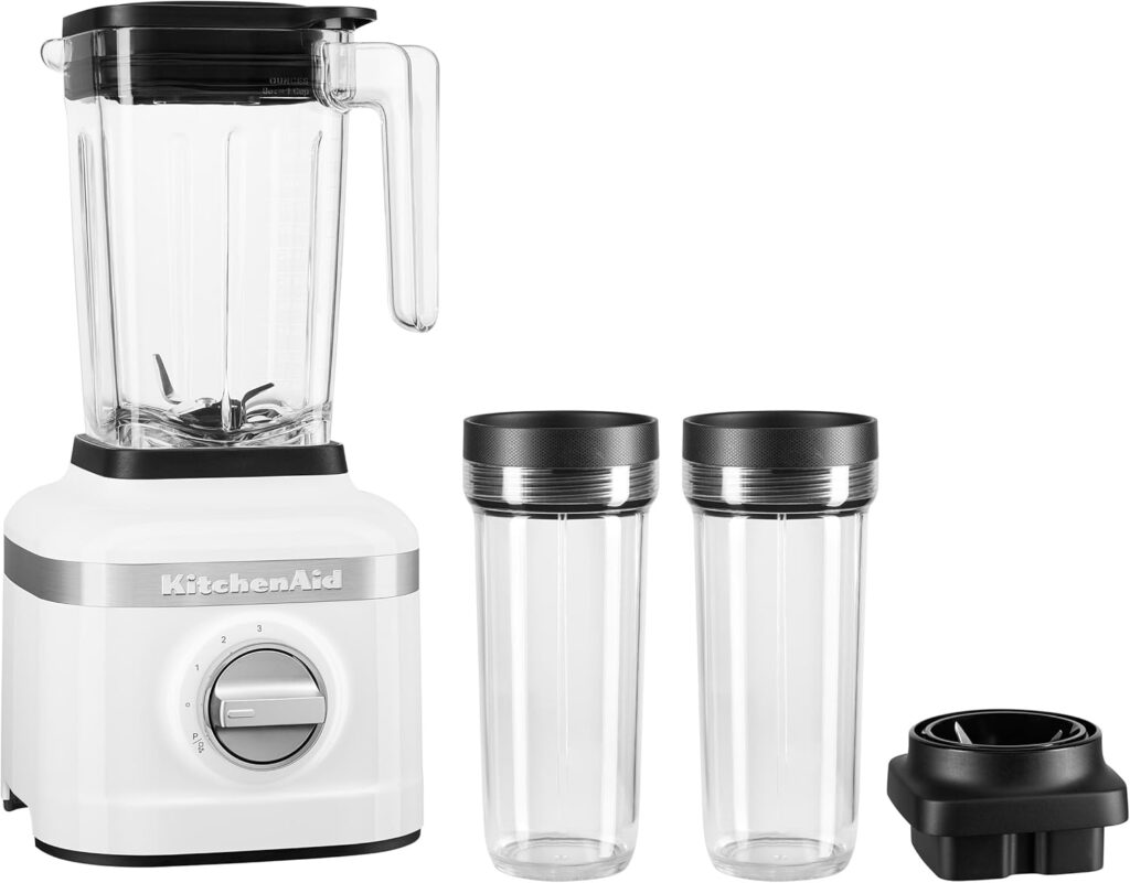 KitchenAid K150 3 Speed Ice Crushing Blender with 2 Personal Blender Jars – KSB1332Y – White