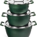Granitestone Green Pots and Pans Set Nonstick, 6 Stackable Piece Cooking Pots Set, Kitchen Pots, Non Stick Coating, 5qt 3qt & 1.5qt Pots with Lids, Stay Cool Handles Dishwasher Safe 100% Toxin Free