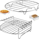 Air Fryer Rack for Air Fryer Oven, Set of 2 Multi-purpose Accessories Metal Double Layer Wire Rack with Skewer for Ninja Power XL Cosori Instant Pot Gourmia Chefman, Dishwasher Safe