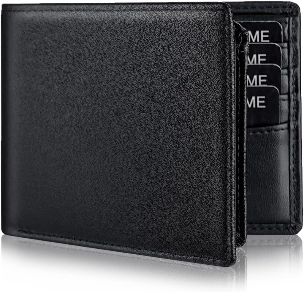 Genuine Leather Wallet for Men Bifold RFID Blocking Wallets with 12 Card Slots, 2ID Window & 2 Cash Pocket – Includes Gift Box