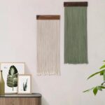 LB Beige Light Green Macrame Wall Hanging Set of 2, Boho Tapestry Wall Hanging Macrame Wall Art Handmade Yarn Woven Wall Art Modern Home Decor Headboard Wall Decor for Bedroom Living Room, 12×31 Inch