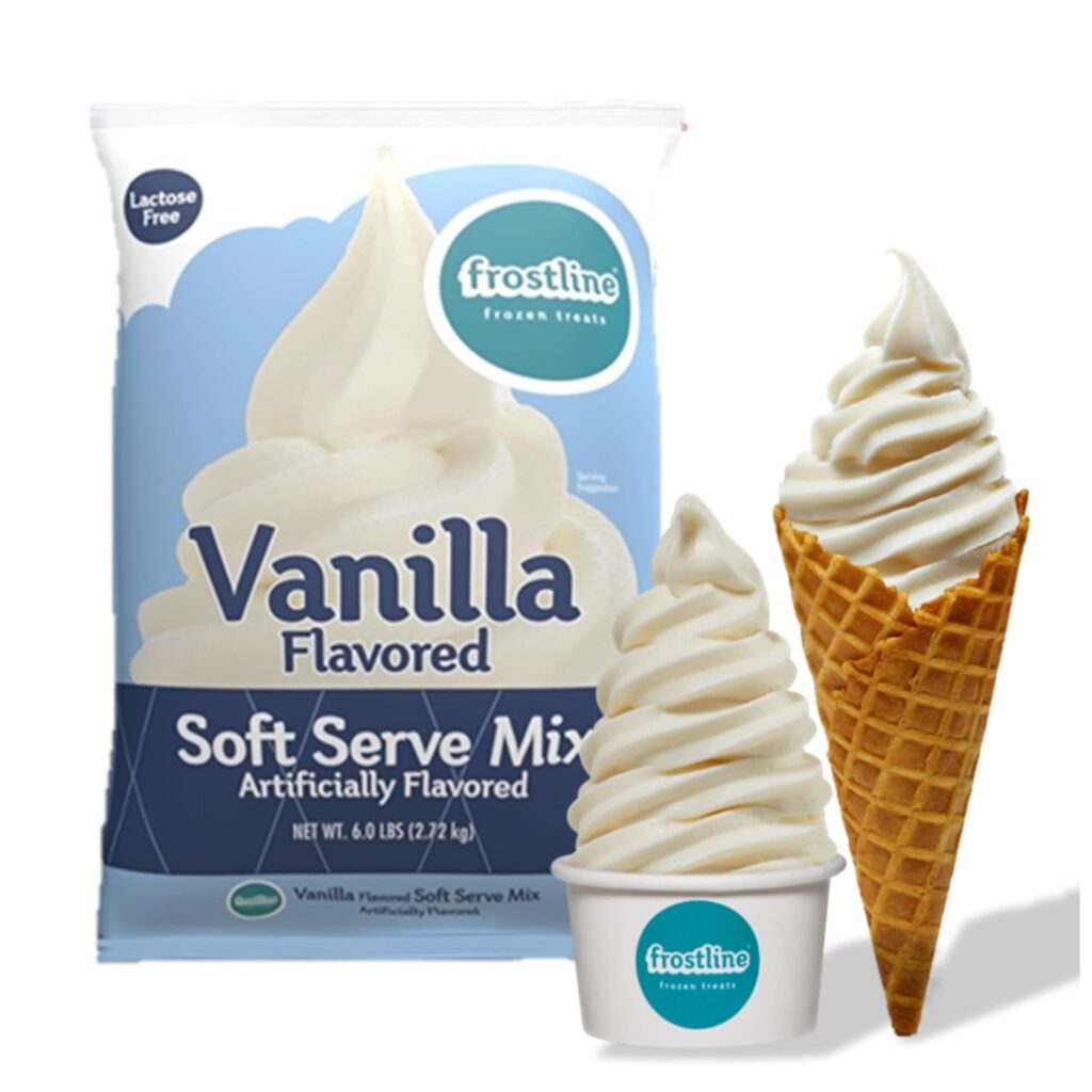 Frostline Vanilla Soft Serve Ice Cream Mix, Lactose & Gluten Free – Just Add Water, Dairy, or Dairy Free Alternative, Use with Blender, Countertop Ice Cream Maker, Soft Serve Machine – 6 lb Bag