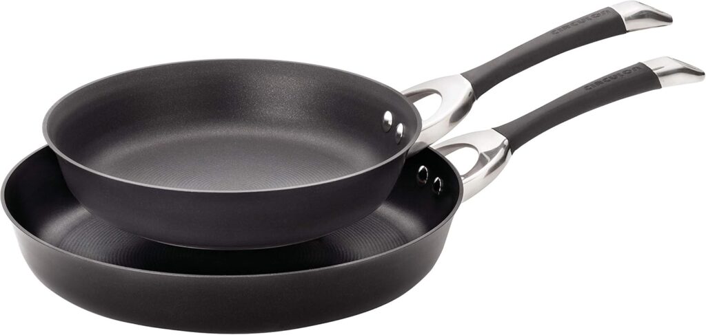 Circulon Symmetry Hard Anodized Nonstick Frying Pan Set / Skillet Set – 10 Inch and 12 Inch, Black