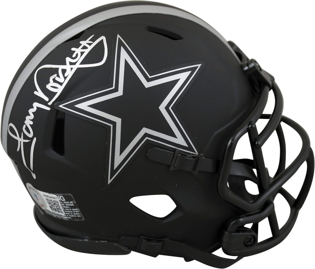 Cowboys Tony Dorsett Signed Eclipse Speed Mini Helmet w/Silver Sig BAS Witness