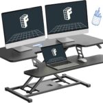 FLEXISPOT 40″ Wide Standing Desk Converter Sit to Stand up Riser Height Adjustable Computer Workstation with Spacious 2-Tier Desktop, Black