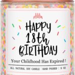 Homsolver 18th Birthday Gifts for Girls Boys, Vanilla Scent Ideas 18th Birthday Candles for Sister, Daughter, Best Friends, Handmade Aromatherapy with 50+ Hour Burn Time, Funny Birthday Decorations