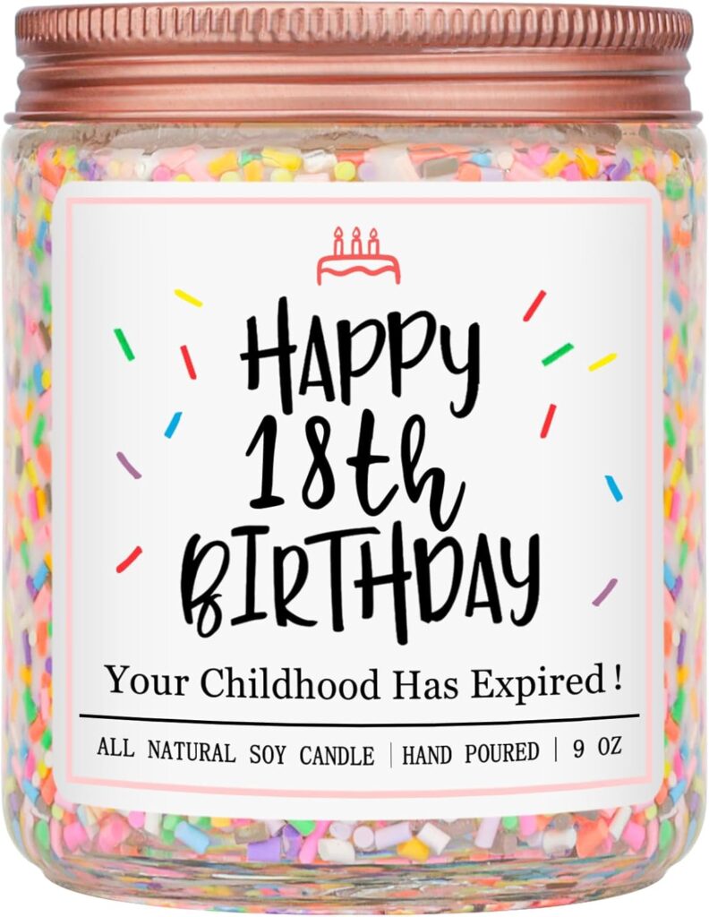 Homsolver 18th Birthday Gifts for Girls Boys, Vanilla Scent Ideas 18th Birthday Candles for Sister, Daughter, Best Friends, Handmade Aromatherapy with 50+ Hour Burn Time, Funny Birthday Decorations