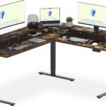 FLEXISPOT 71” L Shaped Standing Desk Electric Corner Table with Shelf, 4 Storage Drawers, Adjustable Computer Workstation for Home, Office, Game, Studio, Rustic Brown Top + Black Frame