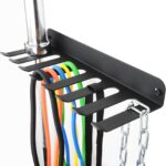 Performance Seven Bars Holder Storage,Custom Powder Coated HEAVY-DUTY STEEL Mount Wall Rack Storage Rack,Weight Room Organizer with 8 Wall Hooks for Exercise Bands Jump Ropes Chains Lifting Belts