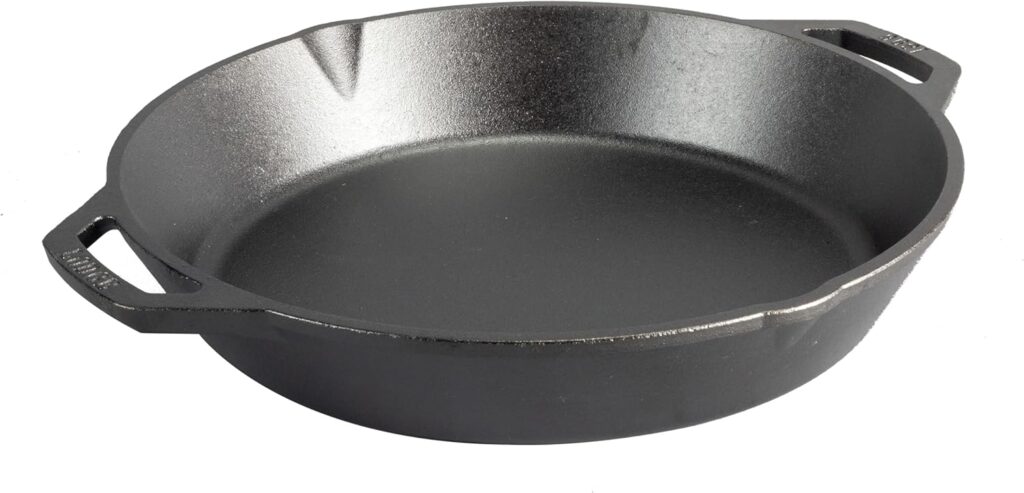 Lodge 13.25 Inch Cast Iron Dual Handle Pan – Large Pre-Seasoned Skillet for Grill, Stovetop, Oven, and Campfire – Made in USA, Induction Compatible, Naturally Nonstick, Even Heating