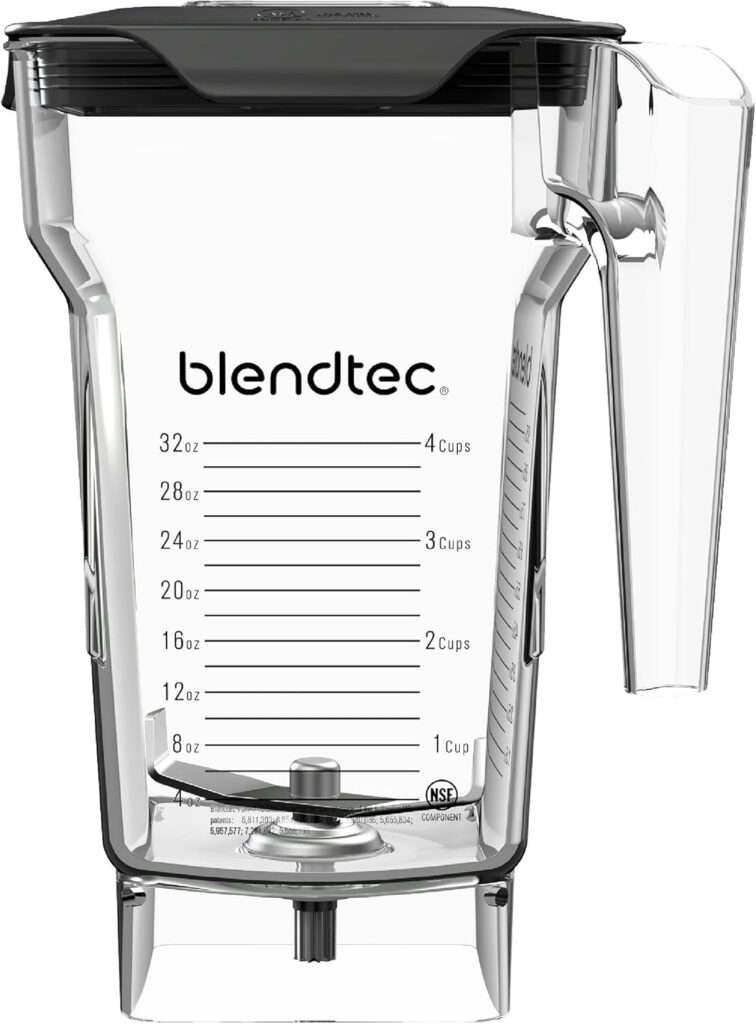 Blendtec 75 oz FourSide Jar – Four-Sided Blender Jar Compatible with Most Blenders – 32 oz Blending Capacity – Clear
