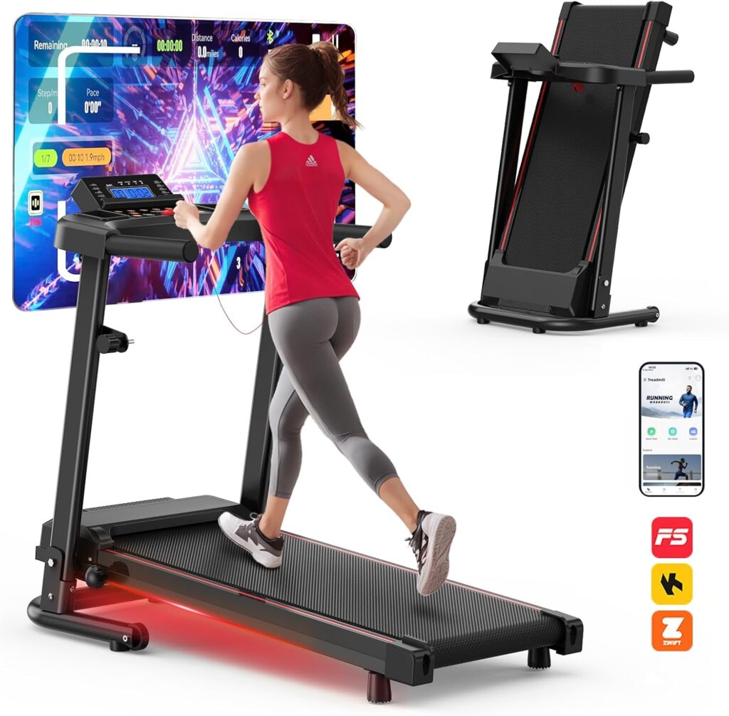 FYC Folding Treadmills for Home with 2.5HP, 300 LBS Capacity, Knee Protection Shock Absorption, Bluetooth with Fitshow App, Space-Saving Design.