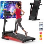 FYC Folding Treadmills for Home with 2.5HP, 300 LBS Capacity, Knee Protection Shock Absorption, Bluetooth with Fitshow App, Space-Saving Design.