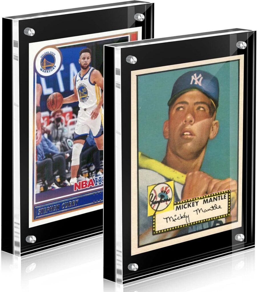 Acrylic Card Display Frame, Magnetic Trading Card Frames – Desktop Protector, 2 Sets Black