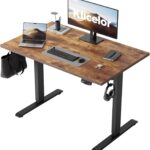 40 Inch Electric Standing Desk, Height Adjustable Office Desk, Sit Stand Up Computer Desk with Memory Preset, Two-Piece Desktop, Rustic Brown