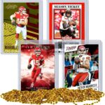 Patrick Mahomes Football Card Bundle, Set of 4 Assorted Kansas City Chiefs and Texas Tech Red Raiders Mint Football Cards Gift Set of MVP Quarterback Patrick Mahomes, Protected by Sleeve and Toploader