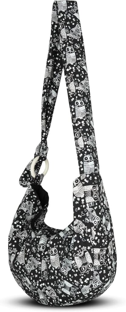 Hobo Crossbody Bag for Women – Handmade Cotton Boho Purse with Wooden Ring | Lightweight Slouchy Shoulder Sling Tote Bag