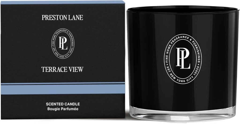 Preston Lane The Deluxe 3-Wick Candle, Scented Candle with Vegan, Soy Wax Blend, Terrace View, 24 Oz