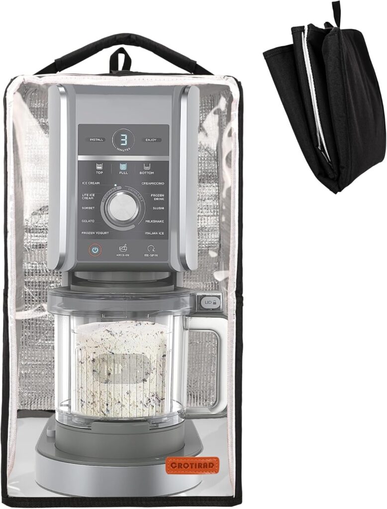 Clear Dust Cover Compatible with Ninja CREAMi NC501, NC301, NC299AMZ, Ice Cream Machine Dust Cover with Hanging Strap Fits Ninja Ice Cream Maker Machine, Black