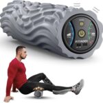 FITINDEX Vibrating Foam Roller for Back Pain, 5-Speed Muscle Massage, FSA HSA Eligible, Exercise, Muscles Deep Tissue, Physical Therapy, Pilates, Yoga, Neck, Leg, Rechargeable, Travel Portable Gray