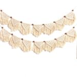 Eiyye Handmade Wall Hanging Fringe Panels Garland Banner Woven Tapestry Cotton Crochet Decor Macrame Bohemian Art Decor (7-flag x2)