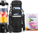 Portable Blender with Insulated Carrying Case & Recipe Book-20 OZ USB-C Rechargeable Personal Juicer for Smoothies & Protein Drinks, Mini Small Blender Cup with 6 Blades for Shakes, Travel Lid