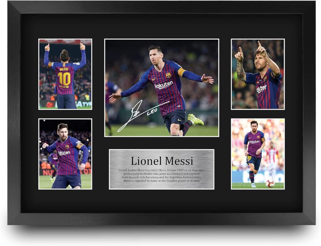 HWC Trading Lionel Messi Signed A4 16 x 12 inch (A3) Printed Gifts Autograph Photo Display (Barcelona 16″ x 12″ Framed)