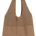 Sightor Crochet Tote Bag, Mesh Beach Bag Knit Summer Hobo Bag Vacation Boho Tote Bag for Women