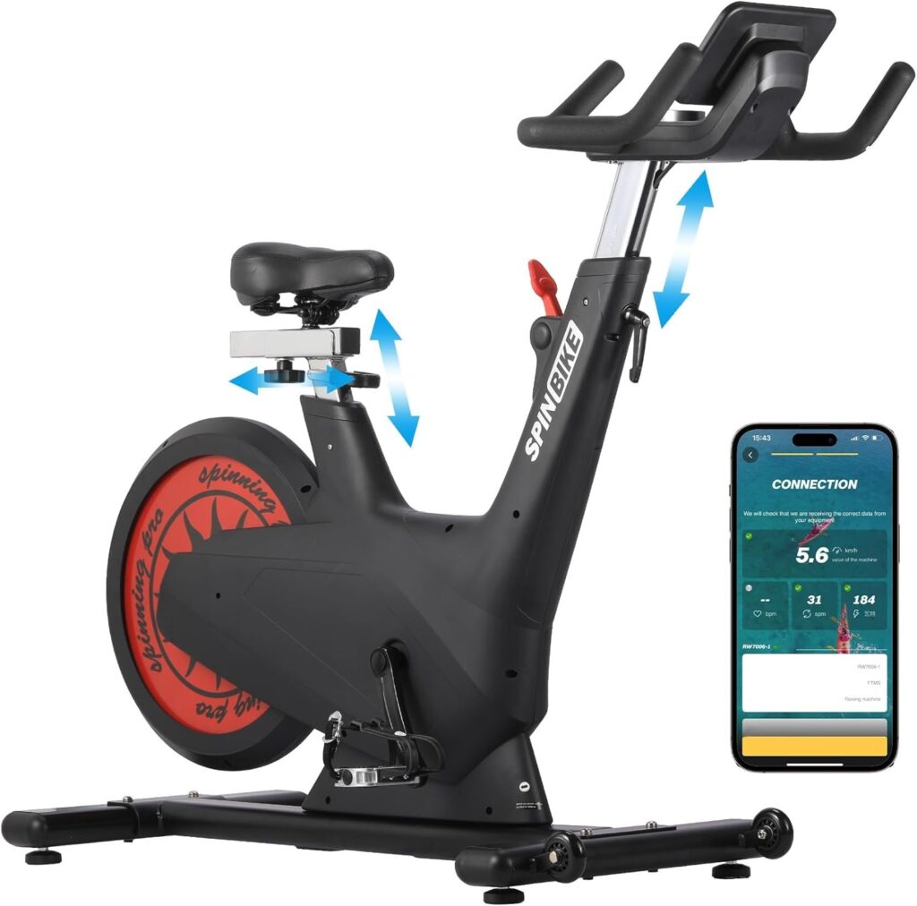Exercise Bike, 5 in 1 Self-Powered Bike, 350 lbs Weight Capacity, 32-Level Adjustable Magentic Resistance & Emergency Brake, Adjustable Handlebar & Seat,Silent Belt Drive, Visualizing Motion Data