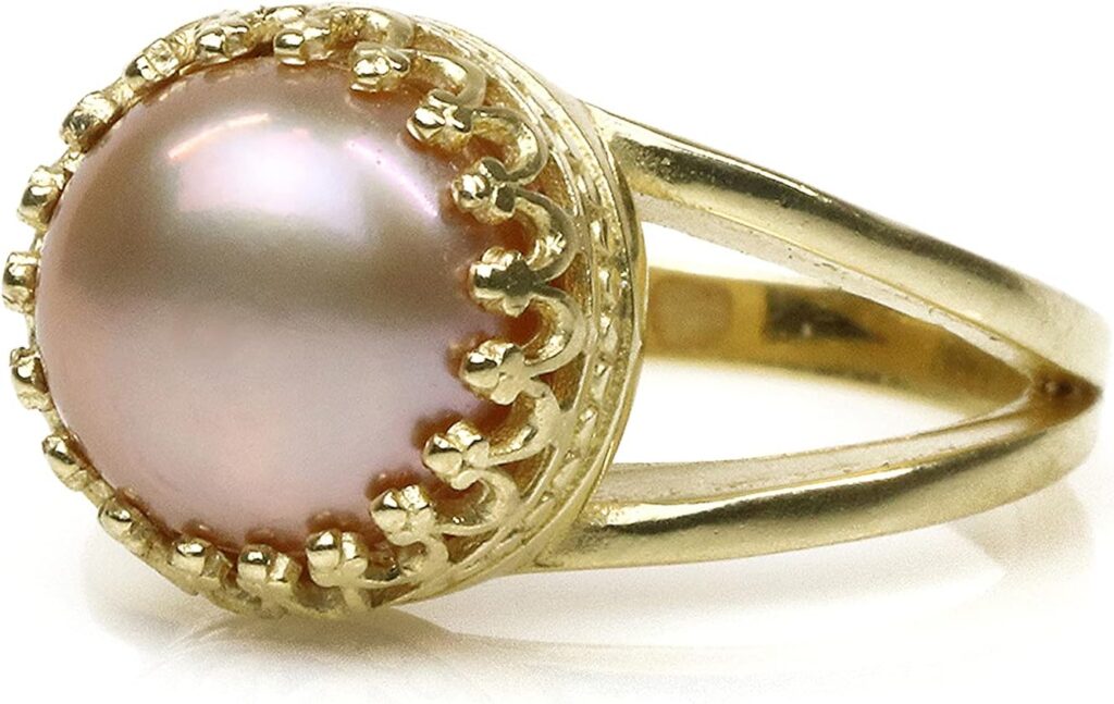 June Birthstone Ring – Delicate Pink Pearl in 14K Gold Ring Band – Handmade by Artisan – Pearl Jewelry for Women as Engagement Ring, Love Ring, Birthday Ring – With Box