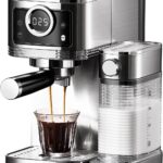 Espresso Machine,20 Bar Cappuccino Machine with Automatic Milk Frother,One Touch Coffee Maker for Latte with Filters,ESE Pod Filter,Stainless Steel,1350W Dual Heat System