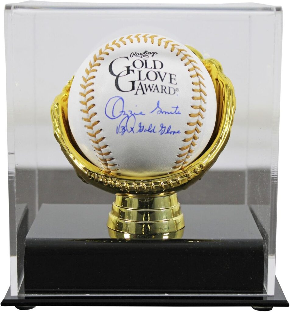 Cardinals Ozzie Smith “13x Glove” Signed GG Logo Oml Baseball w/Case Fan – Autographed MLB Gloves
