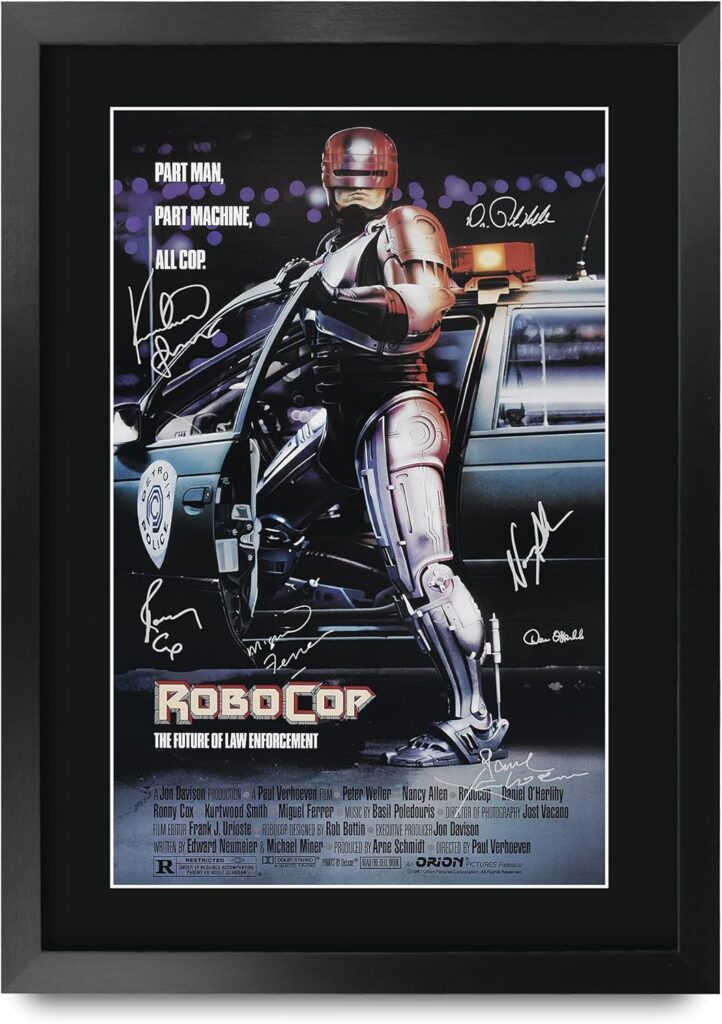 HWC Trading RoboCop The Cast Peter Weller and Nancy Allen 16 x 12 inch Framed Gifts Printed Poster Signed Autograph Picture for Movie Memorabilia Fans – 16″ x 12″ Framed