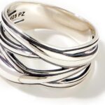 Paz Creations 925 Sterling Silver Criss Cross Statement Ring For Women, Artisan Handcrafted Designer with 1 Year Warranty, Silver/Gold Plated