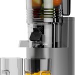 Cold Press Juicer, 6.5″ Extra Large Feed Chute Juicer Machines, 350W Slow Masticating Juicer Machines with High Juice Yield for Whole Vegetables & Fruits, BPA Free, Titanium Gray, Easy to Clean
