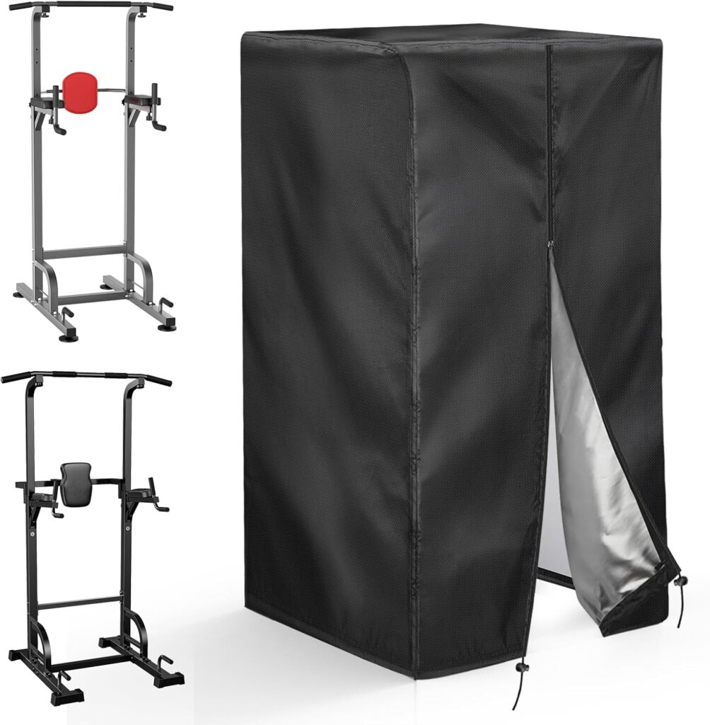 Pull Up Station Cover, Dustproof-Cover for Pull Up Station/Dip Bar Station for Outdoor, Pull Up Rack Machine Protect Home Gym Strength Training Dip Stands Cover- 42″ x 40″ x 64″