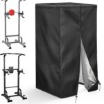 Pull Up Station Cover, Dustproof-Cover for Pull Up Station/Dip Bar Station for Outdoor, Pull Up Rack Machine Protect Home Gym Strength Training Dip Stands Cover- 42″ x 40″ x 64″