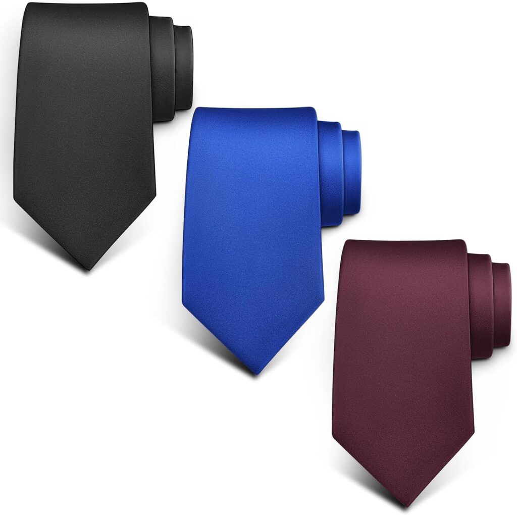 BULLIANT Men Neckties 3 Pack,Solid Color Neckties Texture for Gift Men Dress 58″x3.2″