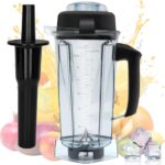 For vitamix Blender Pitcher and Tamper 64 oz Replace 5200 5000 6300 7500 Pro500 750 VM0103 Container,vitamix Replacement Blender Jar,Cup 64 oz Classic Legacy Explorian Professional Series,3 YR GNTEE