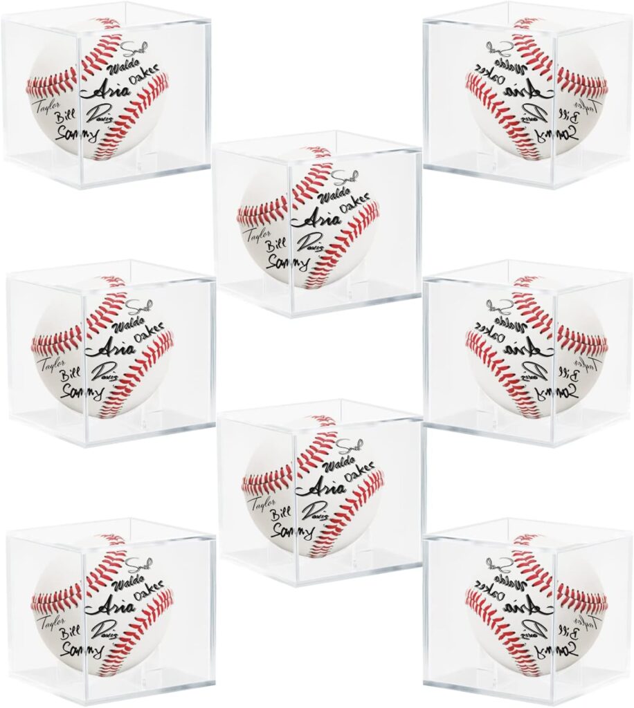 8 Pack Acrylic Baseball Case for Display, UV Protected Baseball Display Cube, Autographed Baseball Clear Display Case, Baseball Display Case for Memorabilia Baseball