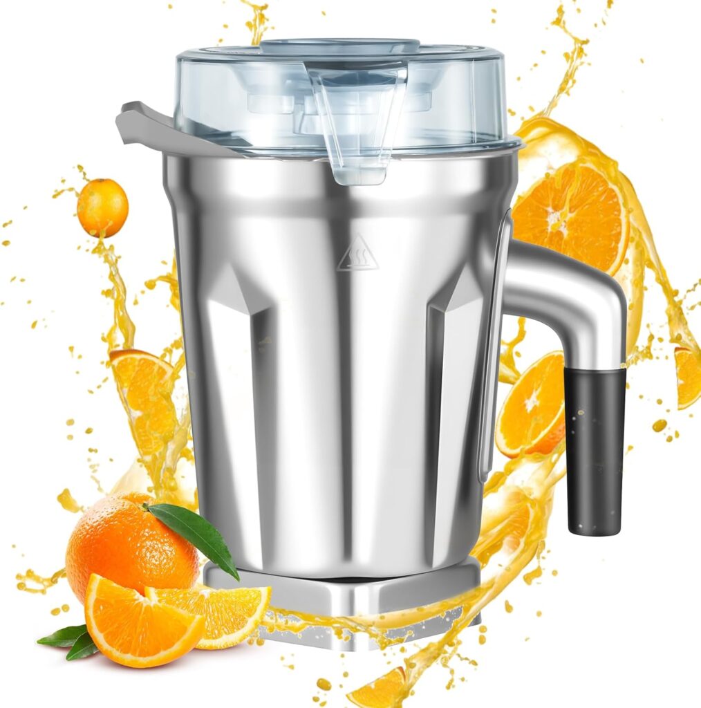 64OZ Stainless Steel Container Fit for Vitamix 5200 750 6300 Vm0102 VM0103 VM0197 E310 A2500 etc. BPA PFOA-Free, Odor & Stain Resistant, Stainless Steel Blender Pitcher Cup 10-Year Free Replacement