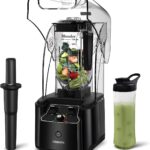 CRANDDI Quiet Commercial Blender with Soundproof Shield, 2200 Watt Professional Blenders for Kitchen with 80oz Jar and Self-Cleaning, High-Speed Blenders K90 Black