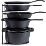 Cuisinel Heavy Duty Pots and Pans Organizer – Extra Large 5-Tier Rack – Holds Cast Iron Skillets, Dutch Oven – Durable Construction – Space Saving Kitchen Storage – No Assembly Required – Black 15.4″