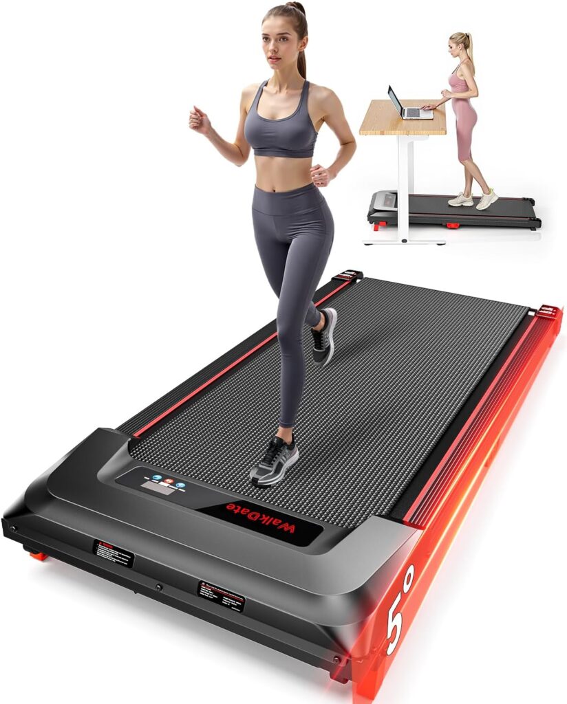 Walking Pad, Incline Walking Pad Treadmill, Under Desk Treadmills 265 Lbs Capacity, 2.5HP Low Noise Portable Running Machine for Home and Office, with LED Display, Remote Control