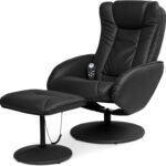 Best Choice Products Faux Leather Electric Massage Recliner w/Stool Footrest Ottoman, Remote Control, 5 Heat & Massage Modes, Side Pockets – Black