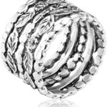JEAN RACHEL JEWELRY 925 Sterling Silver Ring – Wide Multi Strand with Floral & Leaves Oxidized Vintage Design – Hypoallergenic, Lead & Nickel Free – Artisan Handcrafted Statement Rings for Women