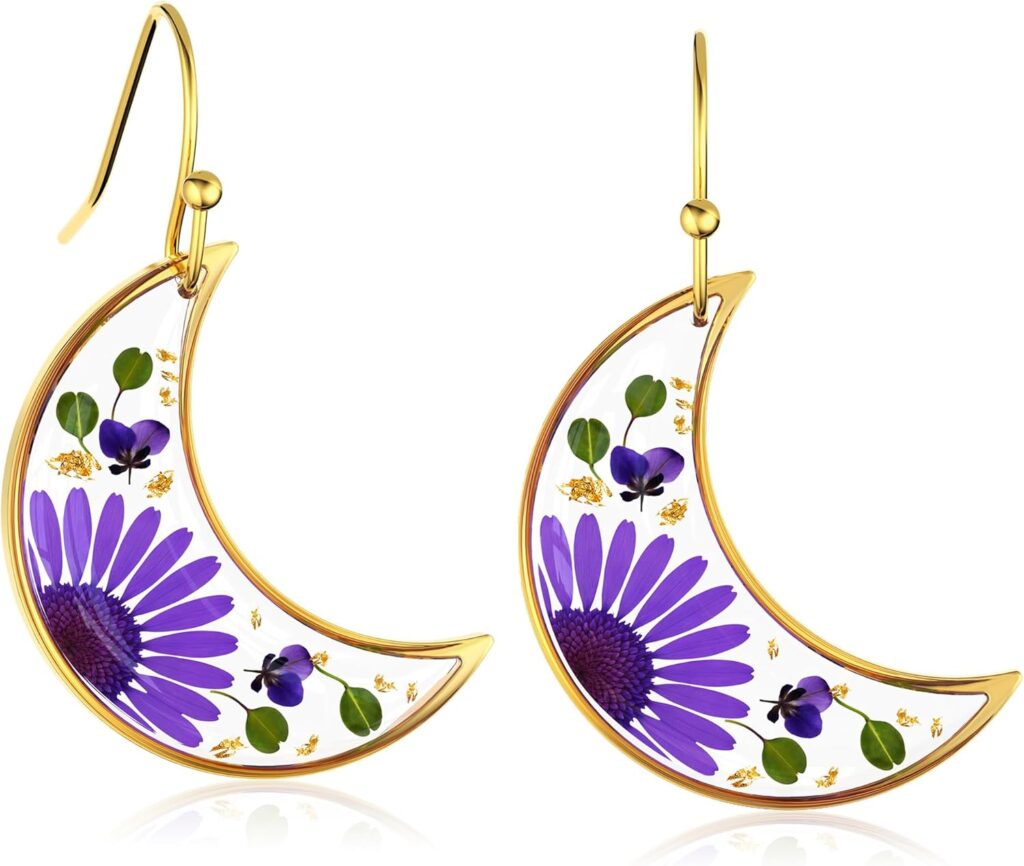 Pressed Flower Earrings Daffodils Pressed Wildflower Earrings Handmade Earrings Dry Flower Earring