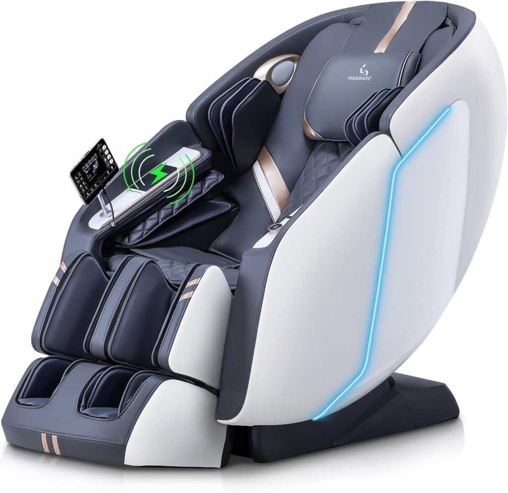 MassaMAX 4D Full Body Massage Chair with Zero Gravity, Extendable Footrest, SL Track, 15 Modes, AI Voice Control, Yoga Stretch, Foot Rollers, and Waist & Calves Heating Comfort with Cover (White)